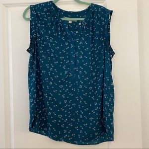 LOFT Floral Cap Sleeve Blouse